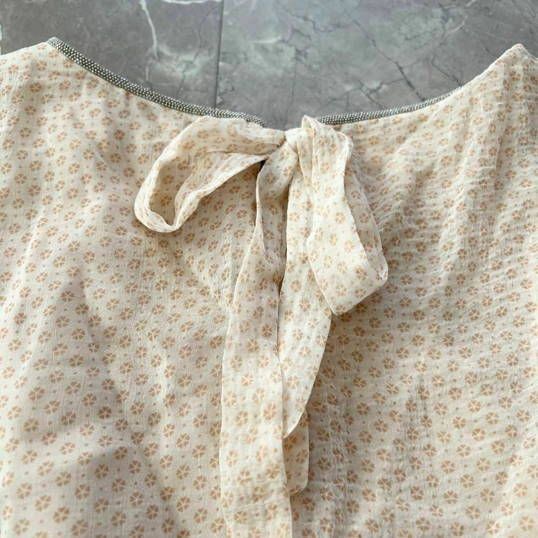 ファビアナフィリッピ シルク混 ノースリーブ ブラウス 総柄 リボン レディースのトップス(シャツ/ブラウス(半袖/袖なし))の商品写真