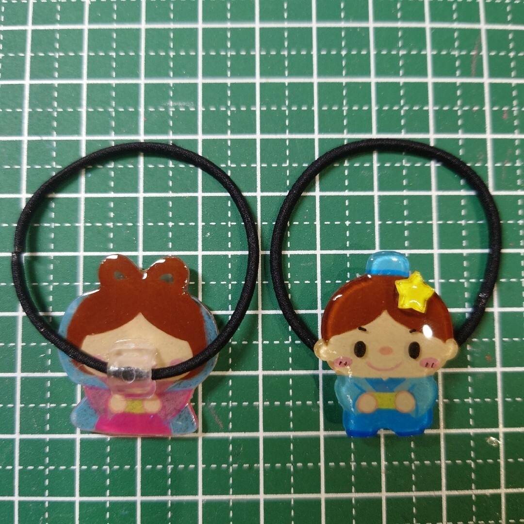 ベビーキッズヘアゴム　織姫と彦星　雛祭り　鬼　ハンドメイド ハンドメイドのキッズ/ベビー(ファッション雑貨)の商品写真