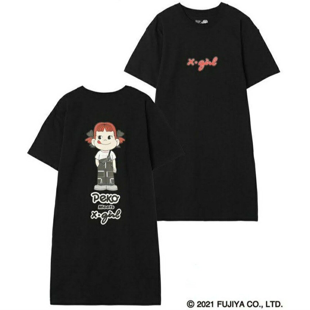 X-girl Stages(エックスガールステージス)の★新品タグ付き　X-girl × PEKO♡TEE DRESS　Tシャツワンピ レディースのワンピース(ミニワンピース)の商品写真