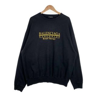 Balenciaga - BALENCIAGA バレンシアガ Worldwide Retail Therapy クルーネックスウェットトレーナー ブラック USED/ダメージ加工 676629 TLVA9 Size XL