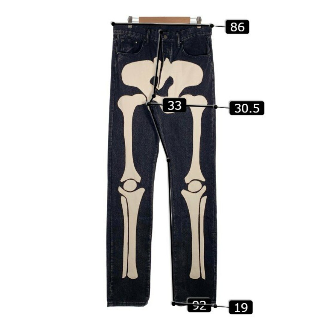 mnml(ミニマル)のmnml ミニマル D184 Skeleton Denim スケルトン ブラックデニムパンツ ボーン Size 34 メンズのパンツ(その他)の商品写真