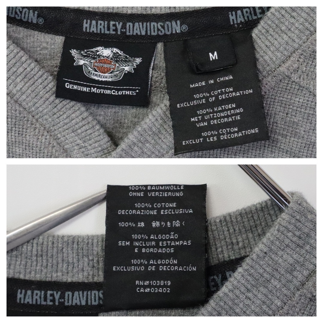 Harley Davidson(ハーレーダビッドソン)の【バックプリント】ハーレーダビッドソン／サーマルカットソー　ヘンリーネック　M メンズのトップス(Tシャツ/カットソー(七分/長袖))の商品写真