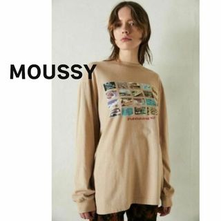 MOUSSY　マウジー　長袖　Tシャツ　カットソー　ベージュ　プリント