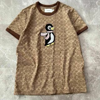 コーチ(COACH)のCOACH コーチ シグネチャー カットソー 総柄 Tシャツ ペンギン刺繍(Tシャツ/カットソー(半袖/袖なし))