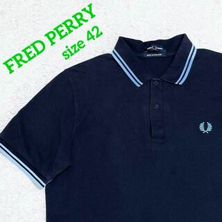 フレッドペリー(FRED PERRY)のFRED PERRY　フレッドペリー　ポロシャツ　M12　ネイビー×ブルー　42(ポロシャツ)