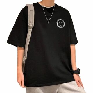 [J.STORE] スマイル ロゴ プリント メンズ tシャツ 半袖 インナー 