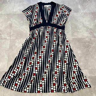 トミーヒルフィガー(TOMMY HILFIGER)のトミーヒルフィガー ドット ロゴ ワンピース ジャージー素材 ストレッチ M(ひざ丈ワンピース)