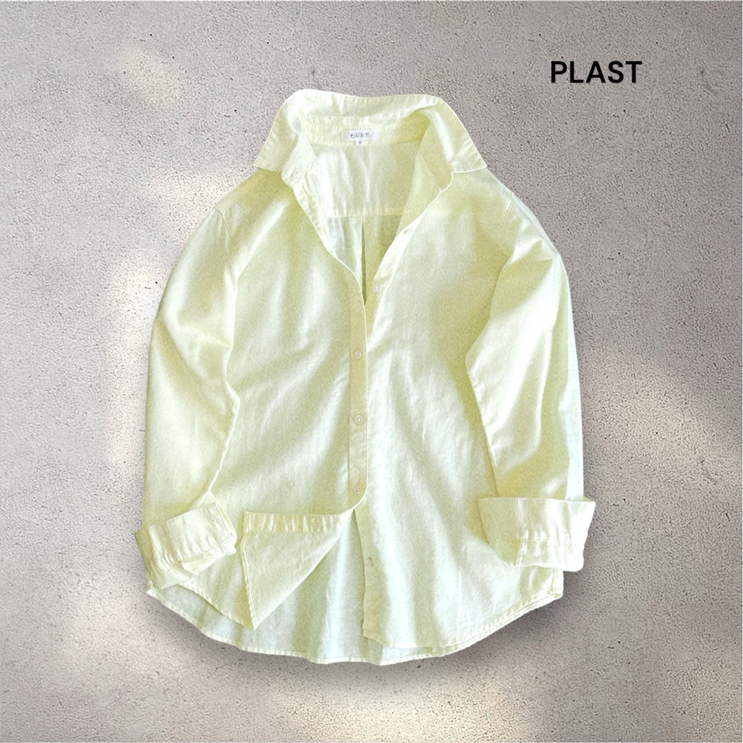 PLST(プラステ)のPLAST プラステ コットンリネンシャツ 日 イエロー M きれいめ レディースのトップス(シャツ/ブラウス(長袖/七分))の商品写真