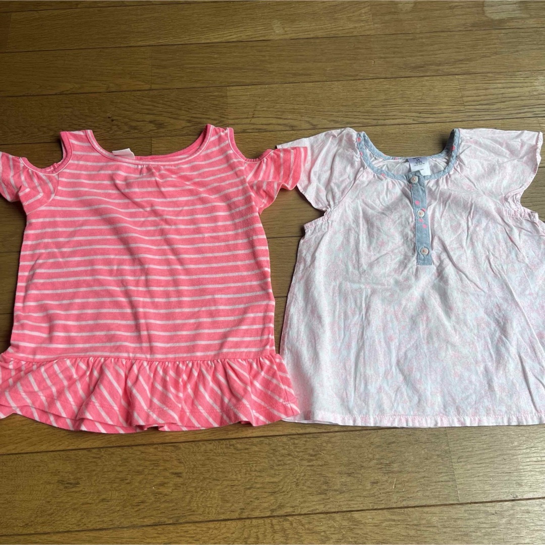 babyGAP(ベビーギャップ)のbaiya女の子トップス半袖春夏24m2歳90cmピンク蛍光ボーダーまとめ売り キッズ/ベビー/マタニティのキッズ服女の子用(90cm~)(Tシャツ/カットソー)の商品写真