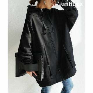 antiqua - 新品☆【antiqua】オーバーサイズ パッチワーク風裏毛パーカー【アンティカ】