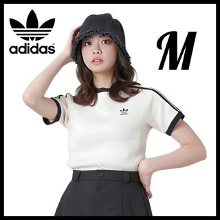 アディダス(adidas)のadidas★ワッフルTシャツ★カットソー★スポーツウェア★白★M★レディース(Tシャツ(半袖/袖なし))