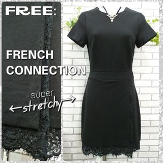 FRENCH CONNECTION - FREE：極美品★ストレッチ ワンピース／フレンチ コネクション★ブラック