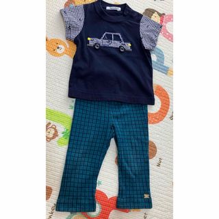 ファミリア(familiar)の未使用に近いファミリア　車刺繍tシャツ　チェックパンツのセット(Ｔシャツ)