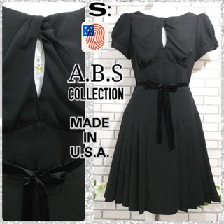 S：極美品★USA ミディアムワンピース／A.B.S★ブラック(ひざ丈ワンピース)