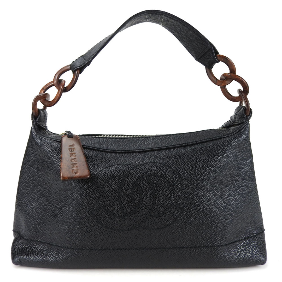 CHANEL(シャネル)の【中古】 シャネル ショルダーバッグ キャビアスキン ブラック ゴールド金具 ウッド調 7番台 肩掛け レディース 女性 CHANEL レディースのバッグ(ショルダーバッグ)の商品写真