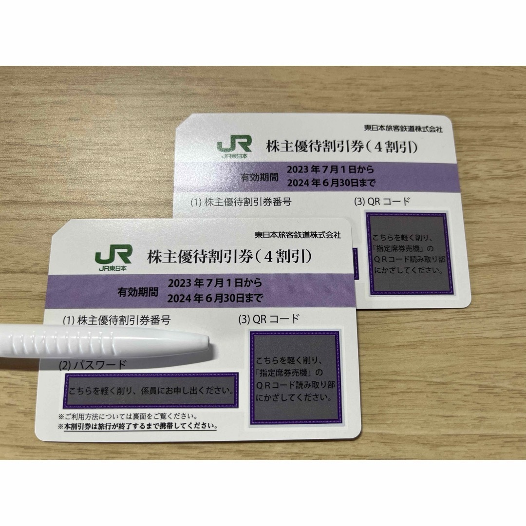 JR(ジェイアール)のJR東日本　株主優待割引券　2枚　有効期限2024年6月30日 チケットの乗車券/交通券(鉄道乗車券)の商品写真