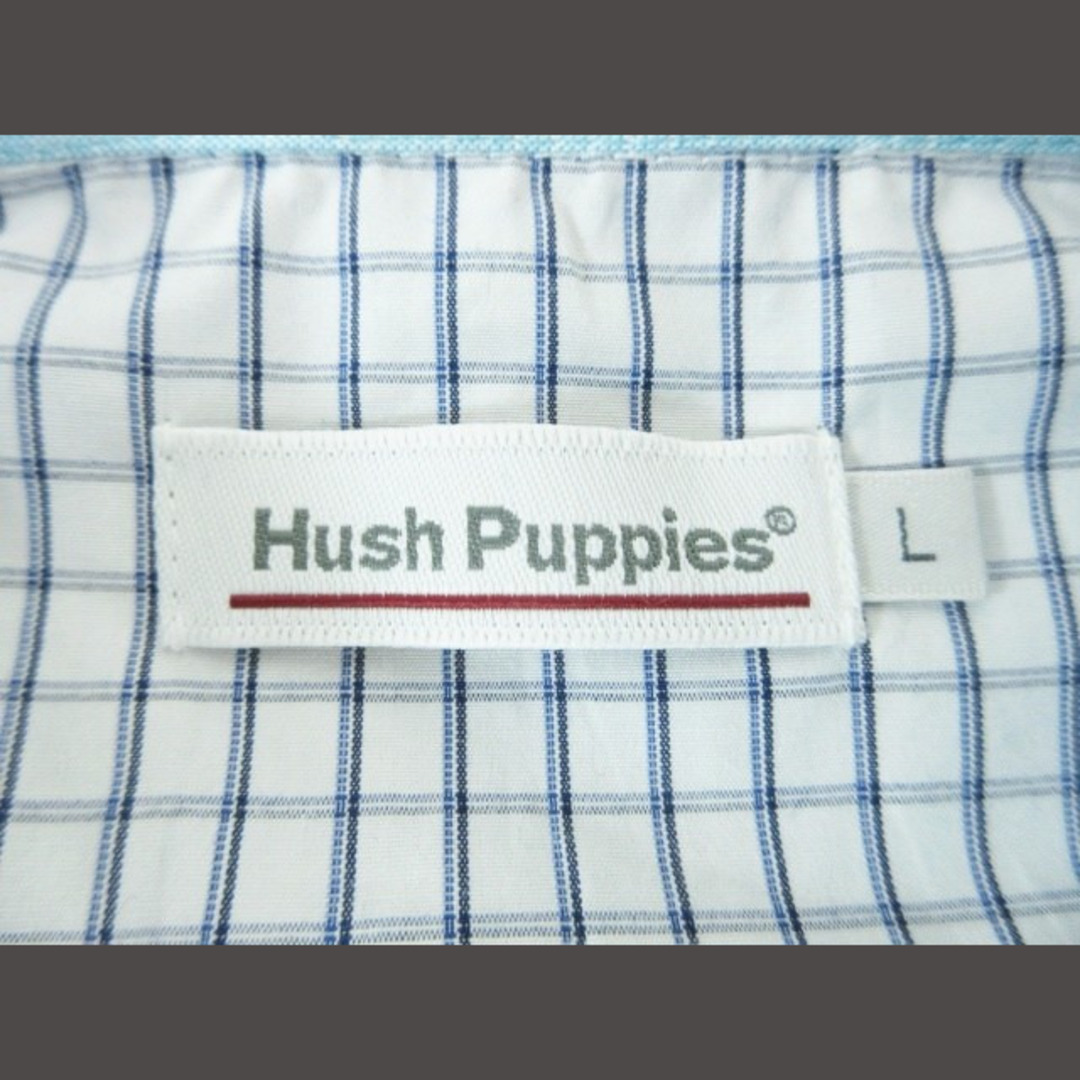 Hush Puppies(ハッシュパピー)の Hush Puppies ポロシャツ 半袖 刺繍 格子柄 吸水速乾 水色 L メンズのトップス(ポロシャツ)の商品写真