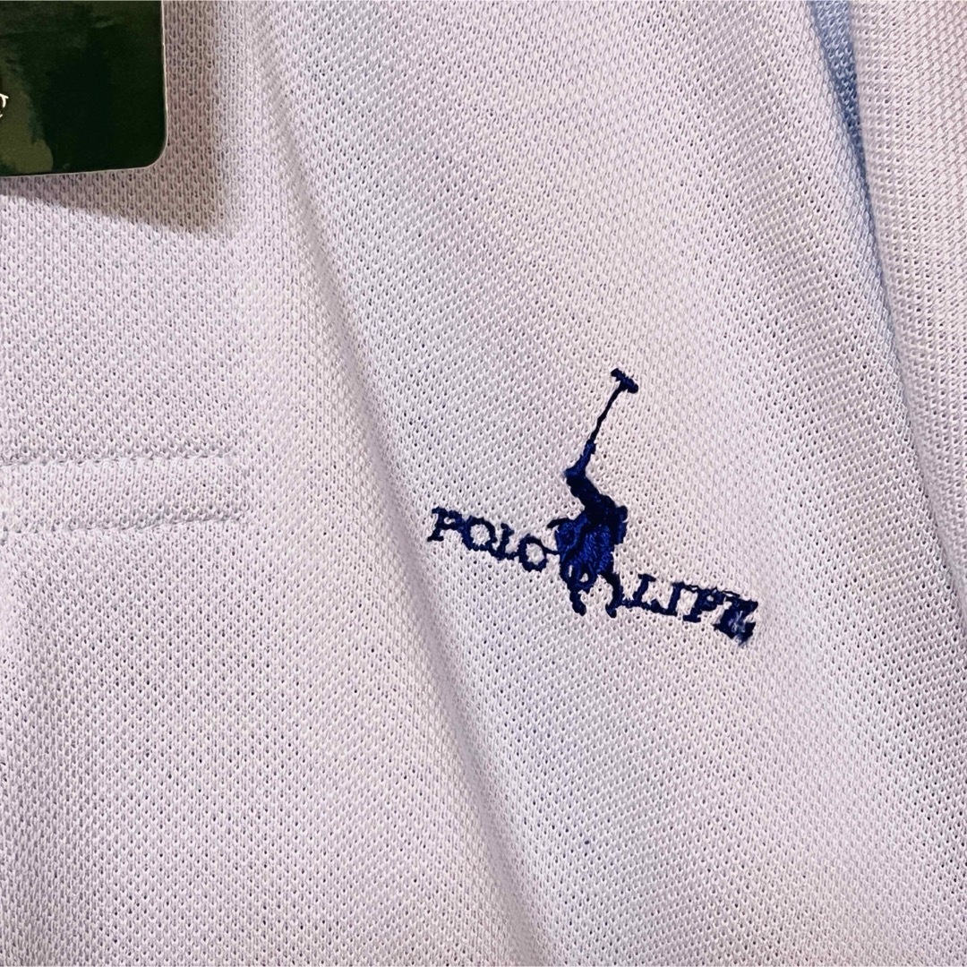 【未使用タグ付き】POLO LIFE ポロシャツ　刺繍ロゴ　Lサイズ　空色 メンズのトップス(ポロシャツ)の商品写真