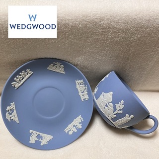 ウェッジウッド(WEDGWOOD)のウェッジウッド ジャスパー カップ＆ソーサー  ペールブルー(グラス/カップ)