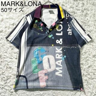 マークアンドロナ(MARK&LONA)の極美品 23SS マーク&ロナ ポロシャツ 木村拓哉着用モデル 総柄 ドクロ L(ウエア)