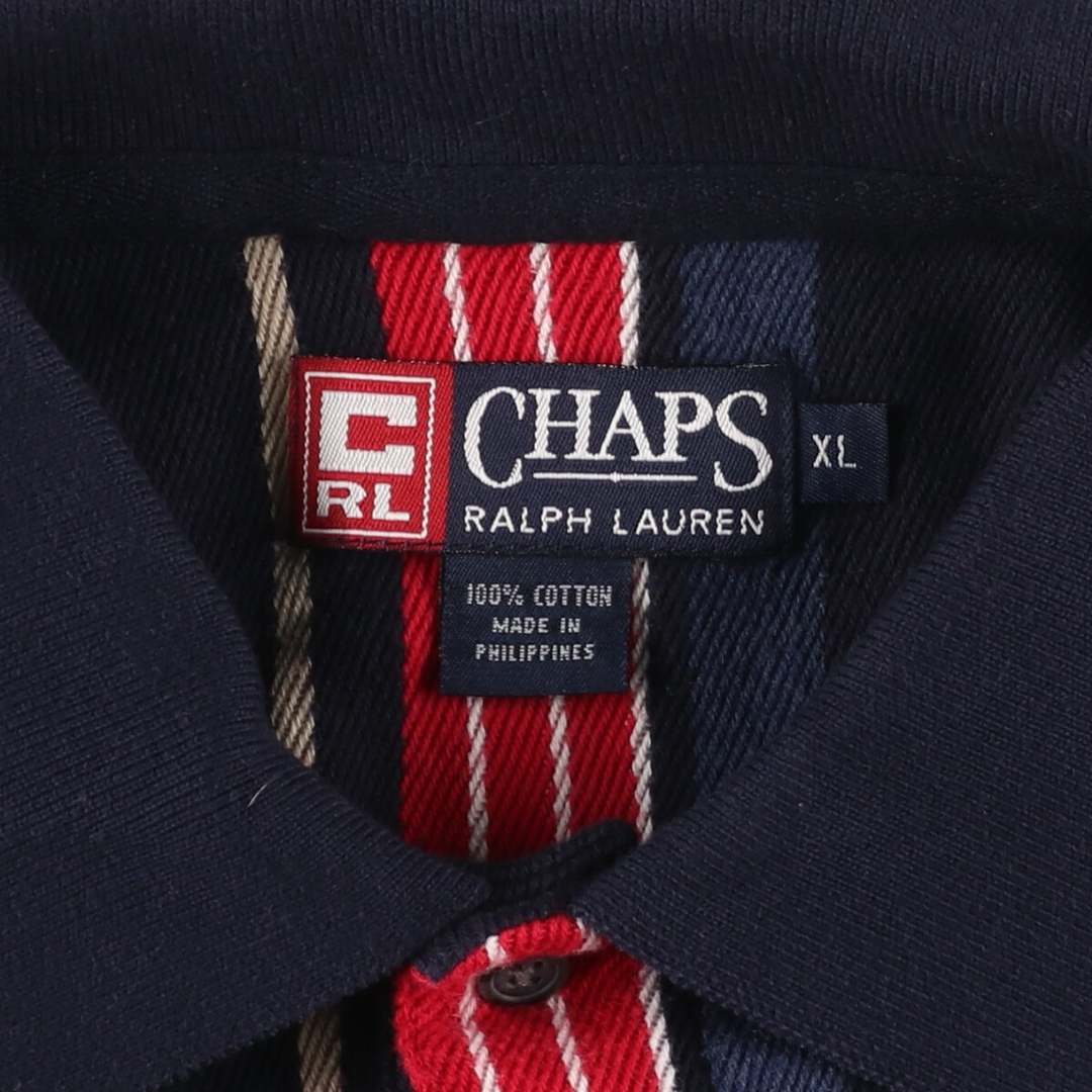 Ralph Lauren(ラルフローレン)の古着 90年代 ラルフローレン Ralph Lauren CHAPS チャップス 半袖 ストライプ ポロシャツ メンズXL ヴィンテージ /eaa444858 メンズのトップス(ポロシャツ)の商品写真