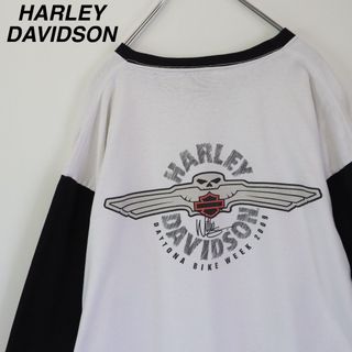 ハーレーダビッドソン(Harley Davidson)の【USA製】ハーレーダビッドソン／ロンT　XL　両面プリント　バックプリント(Tシャツ/カットソー(七分/長袖))