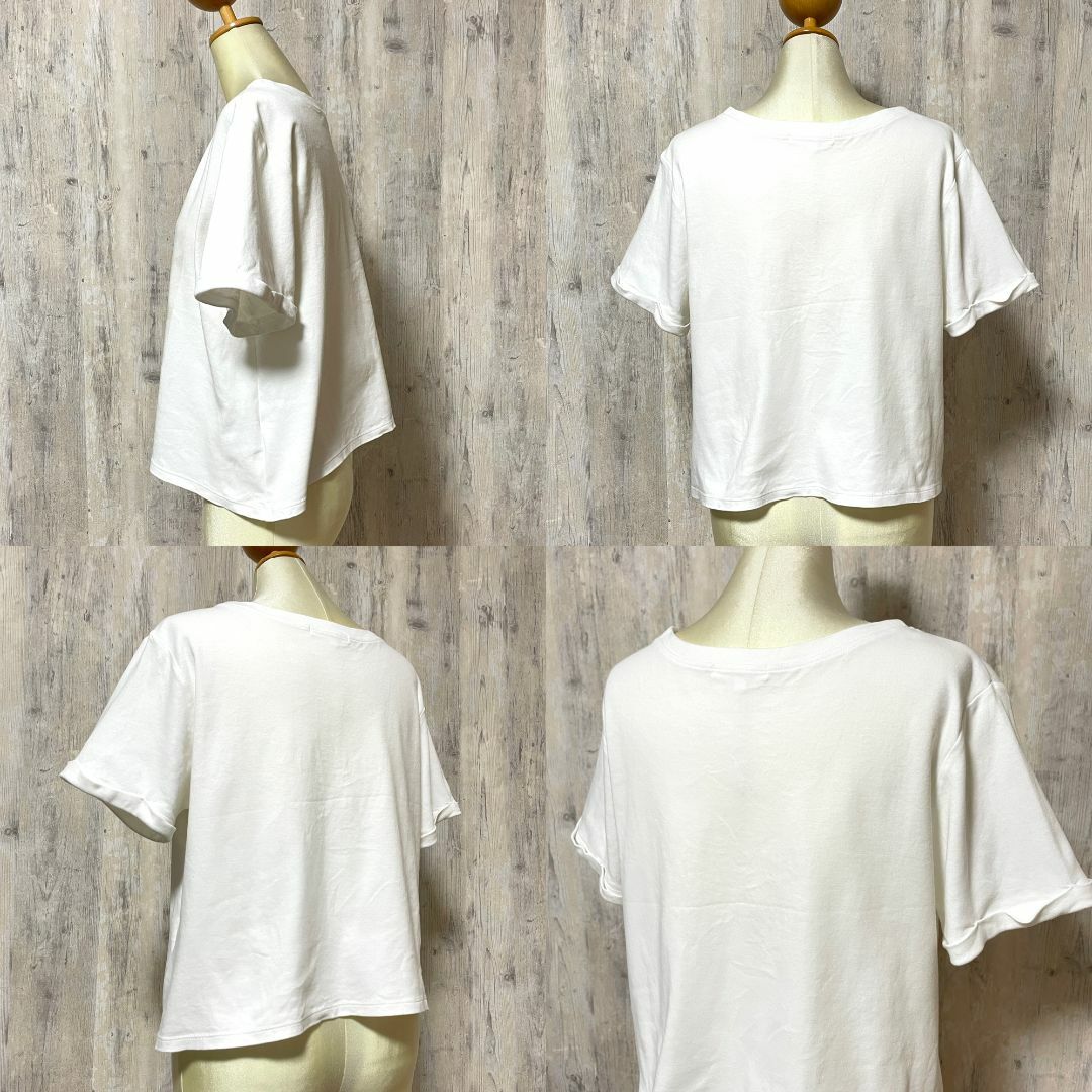 rienda(リエンダ)の【rienda】フェザーフォトロゴT-SH　white/白　FREE レディースのトップス(Tシャツ(半袖/袖なし))の商品写真