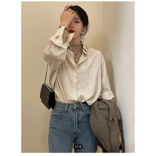 シーイン(SHEIN)のSHEIN ストライプシャツ(シャツ/ブラウス(長袖/七分))