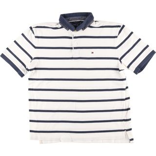 トミーヒルフィガー(TOMMY HILFIGER)の古着 トミーヒルフィガー TOMMY HILFIGER 半袖 ボーダー ポロシャツ メンズXL /eaa444865(ポロシャツ)