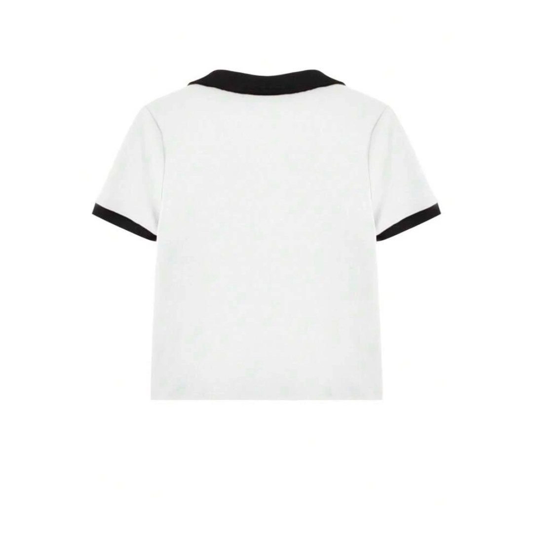 SHEIN(シーイン)のSHEIN シーイン コントラストトリム ヘザーグレー Tシャツ レディースのトップス(Tシャツ(半袖/袖なし))の商品写真