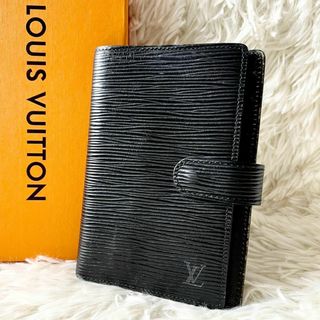 ルイヴィトン(LOUIS VUITTON)の㉙ルイヴィトン アジェンダPM エピ 6穴 ゴールドリング 手帳カバー ブラック(手帳)