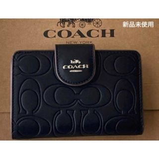 コーチ(COACH)の新品　COACH 二つ折り財布　シグネチャー　ブラック(財布)