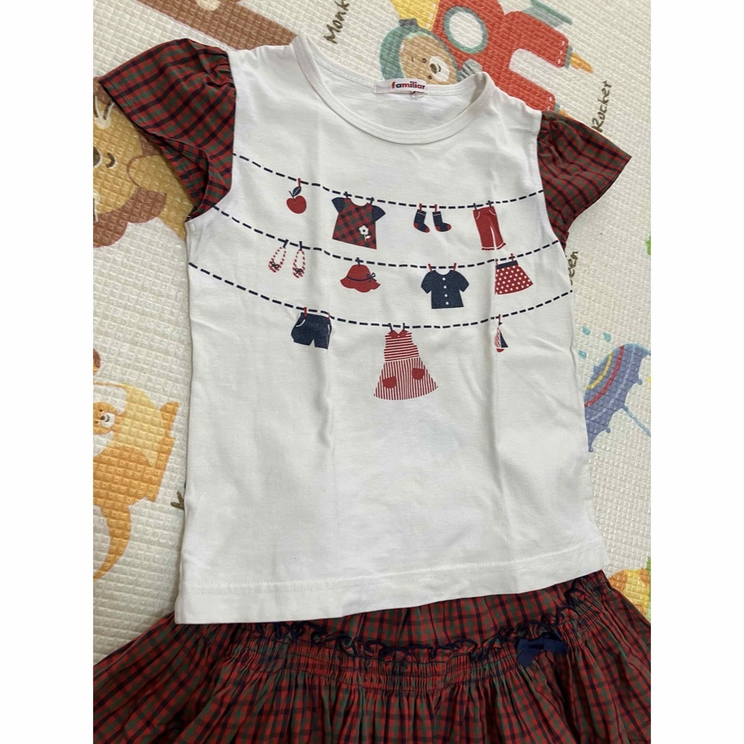 familiar(ファミリア)のファミリア　tシャツキュロットのセット　美品 キッズ/ベビー/マタニティのキッズ服女の子用(90cm~)(Tシャツ/カットソー)の商品写真