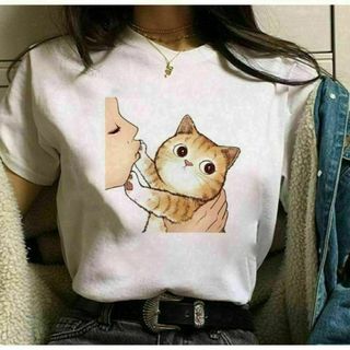 早い者勝ち☆茶トラ猫さんのおもしろ可愛いプリントＴシャツ　XＬサイズ(LL)(Tシャツ(半袖/袖なし))