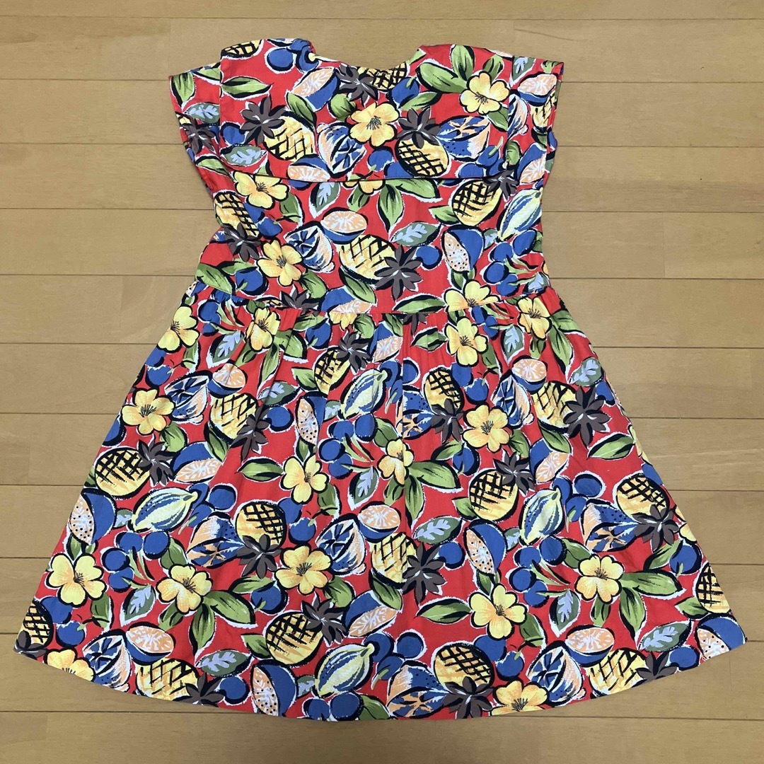 ワンピース　レッド　南国フルーツ　150 キッズ/ベビー/マタニティのキッズ服女の子用(90cm~)(ワンピース)の商品写真