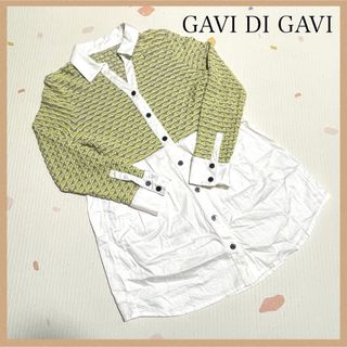 【GAVI DI GAVI】 ボタンダウンブラウス9 長袖ブラウス 春服 白 緑(シャツ/ブラウス(長袖/七分))