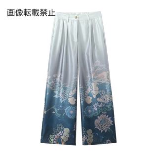 👛4月新作🧸14181◆vintage レトロ フラワー 花柄 ロングパンツ(カジュアルパンツ)