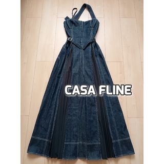 カーサフライン(CASA FLINE)の美品　CASA FLINE  カーサフライン　デニムフロントホックワンピース(ロングワンピース/マキシワンピース)