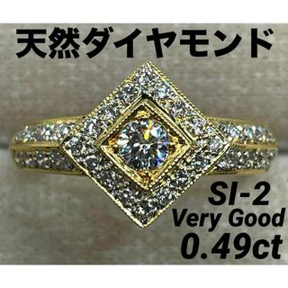 JD114★高級 ダイヤモンド0.49ct K18 リング(リング(指輪))