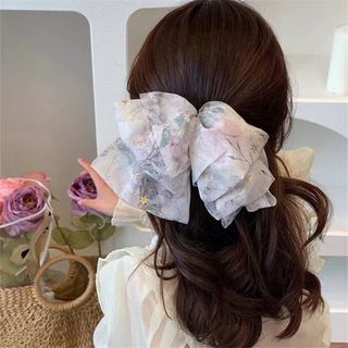 ♡デートに♡ 韓国 シフォン タイダイ柄 バレッタ ラベンダー ヘアアクセサリー(バレッタ/ヘアクリップ)