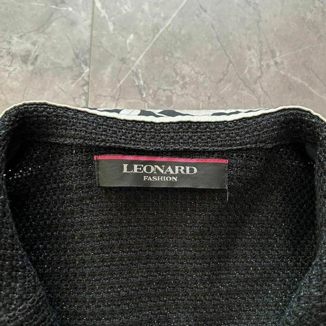 LEONARD(レオナール)のレオナール シルク混 サマーニット ジャケット ラメ入り Mサイズ ブラック レディースのジャケット/アウター(テーラードジャケット)の商品写真