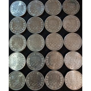 銀貨　東京オリンピック1.000円銀貨　silver925　銀貨状態綺麗20枚(金属工芸)