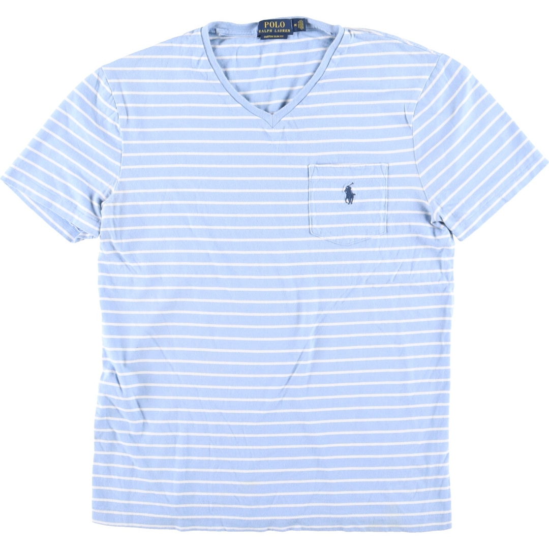 Ralph Lauren(ラルフローレン)の古着 ラルフローレン Ralph Lauren POLO RALPH LAUREN CUSTOM SLIM FIT ボーダー柄 半袖VネックTシャツ メンズM /eaa431059 メンズのトップス(Tシャツ/カットソー(半袖/袖なし))の商品写真