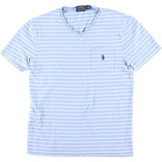 ラルフローレン(Ralph Lauren)の古着 ラルフローレン Ralph Lauren POLO RALPH LAUREN CUSTOM SLIM FIT ボーダー柄 半袖VネックTシャツ メンズM /eaa431059(Tシャツ/カットソー(半袖/袖なし))