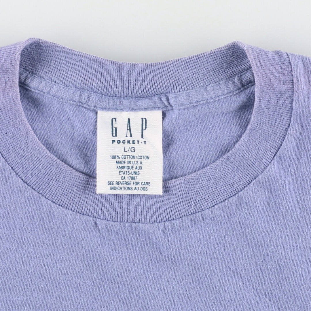 GAP(ギャップ)の古着 90年代 ギャップ GAP オールドギャップ 無地ポケットTシャツ USA製 メンズL ヴィンテージ /eaa431063 メンズのトップス(Tシャツ/カットソー(半袖/袖なし))の商品写真