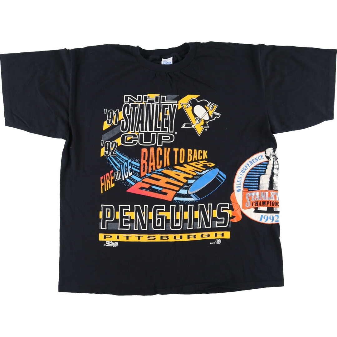 古着 90年代 SALEM SPORTSWEAR NHL PITTSBURGH  PENGUINS ピッツバーグペンギンズ STANLEY CUP 1991 1992 スポーツTシャツ USA製 メンズXXL ヴィンテージ /eaa436667 メンズのトップス(Tシャツ/カットソー(半袖/袖なし))の商品写真