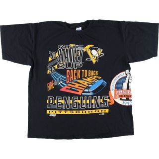 古着 90年代 SALEM SPORTSWEAR NHL PITTSBURGH  PENGUINS ピッツバーグペンギンズ STANLEY CUP 1991 1992 スポーツTシャツ USA製 メンズXXL ヴィンテージ /eaa436667(Tシャツ/カットソー(半袖/袖なし))