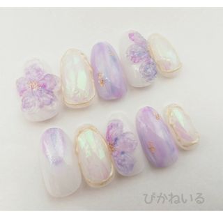 紫陽花,ニュアンスフラワー梅雨ネイル