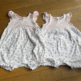 ベビーギャップ(babyGAP)のbaiya80ロンパース春夏ベビーギャップ女の子ノースリーブピンク双子お揃い(ロンパース)