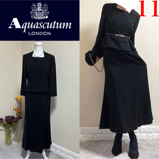 AQUA SCUTUM - アクアスキュータム　高級　礼服　喪服　ブラックフォーマル　ワンピース  11 黒
